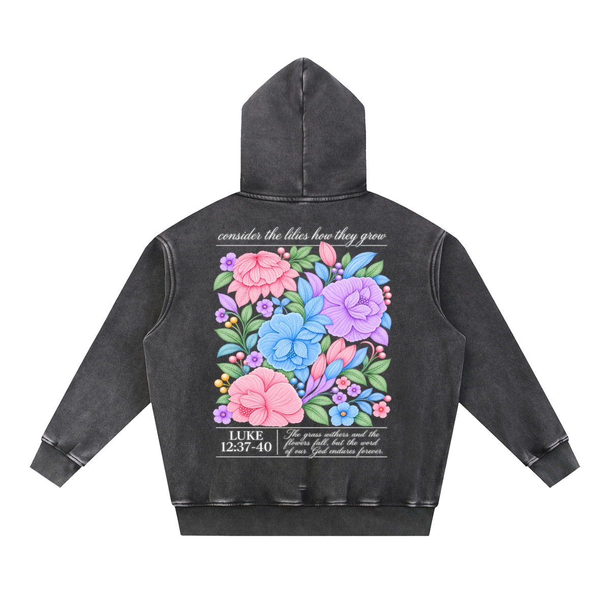 Consider The Lilies Snow Wash Oversize Hoodie