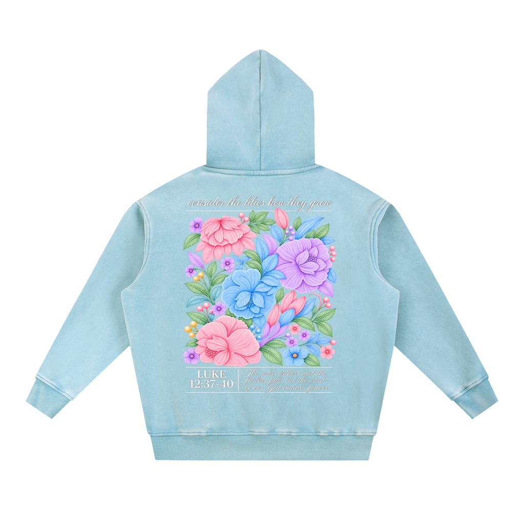 Consider The Lilies Snow Wash Oversize Hoodie