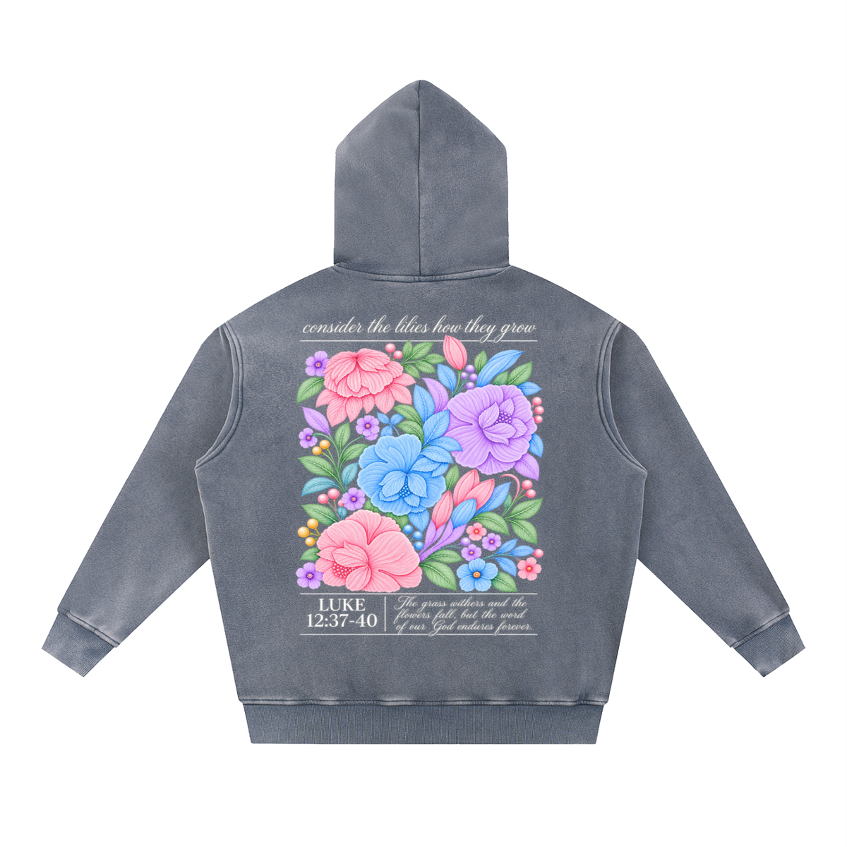 Consider The Lilies Snow Wash Oversize Hoodie
