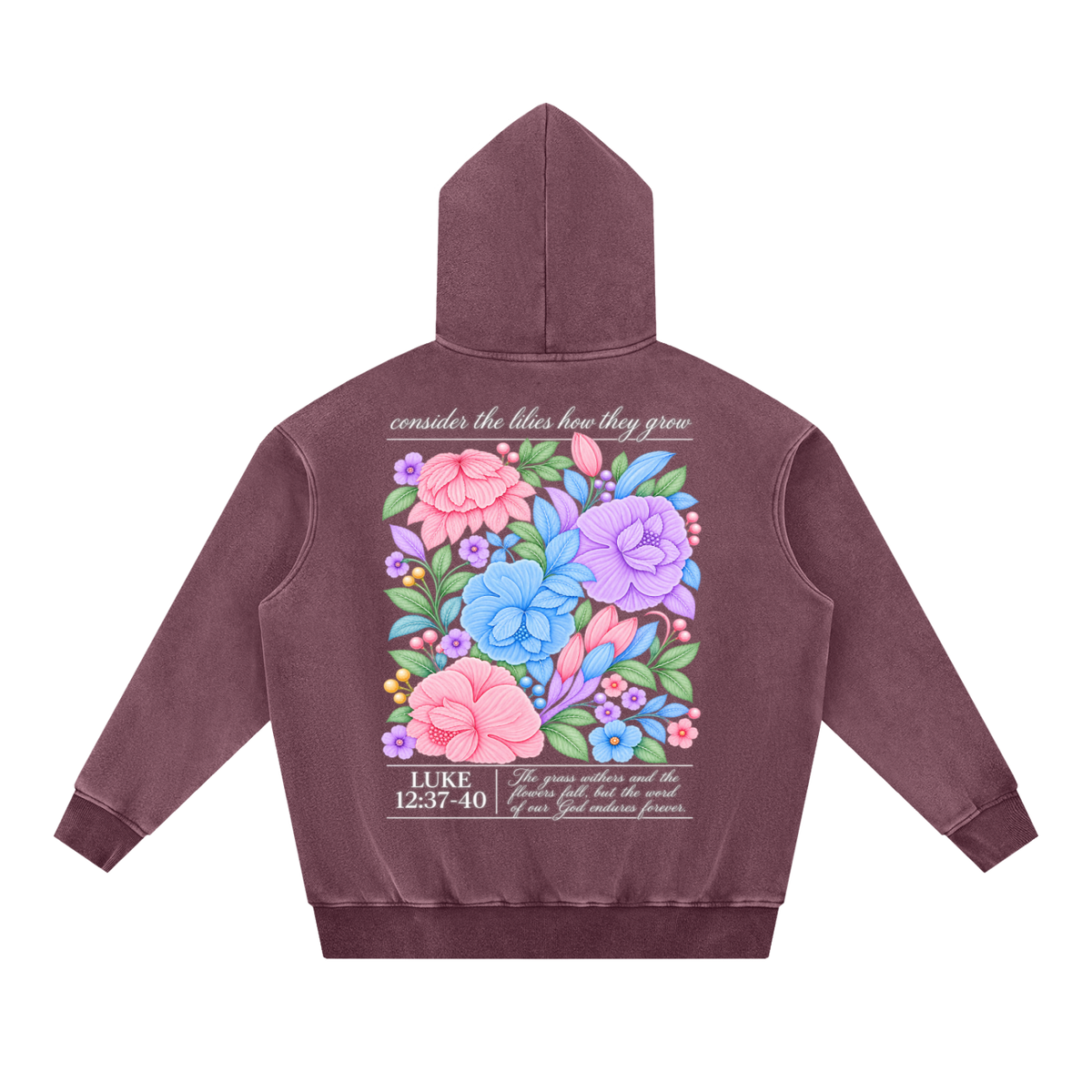 Consider The Lilies Snow Wash Oversize Hoodie