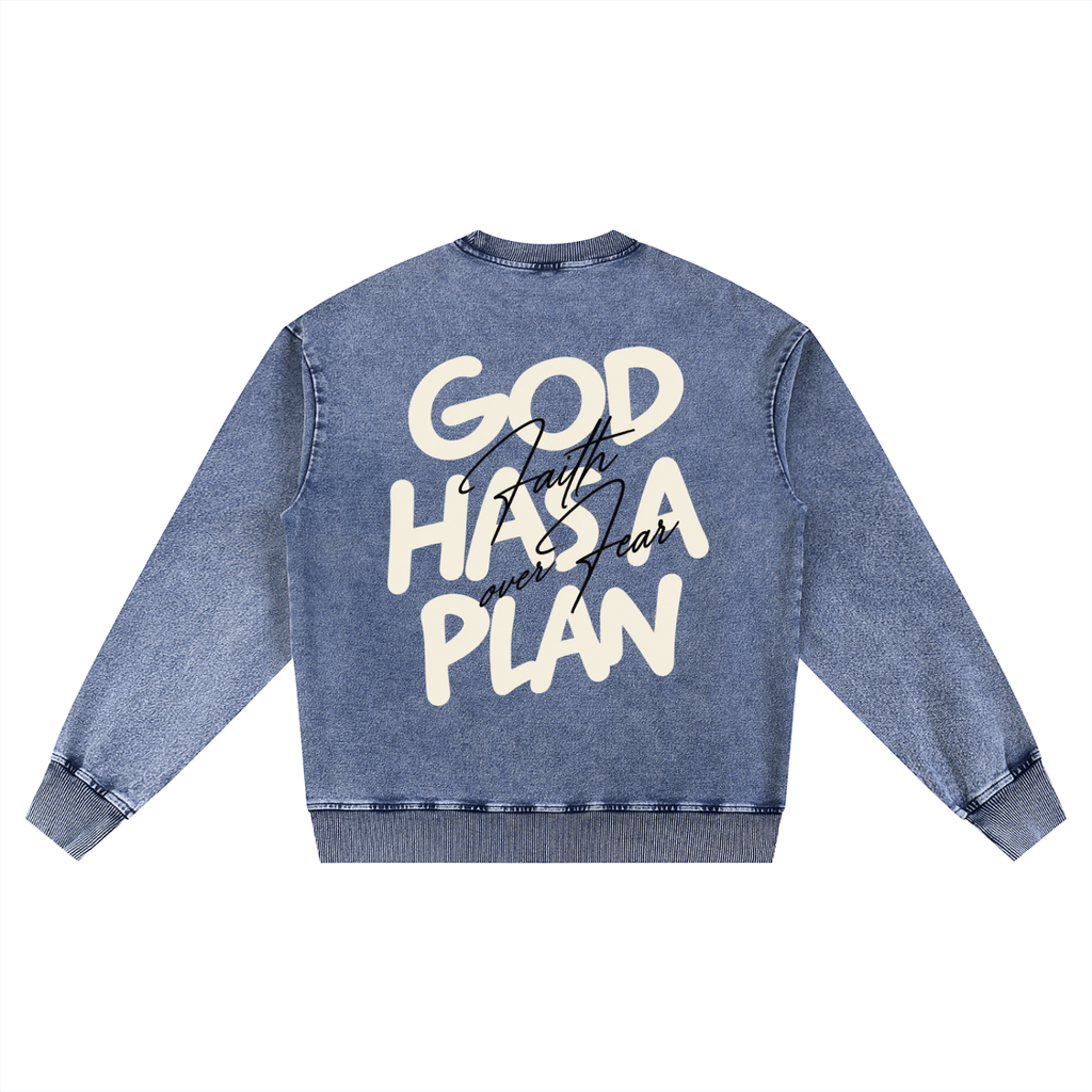 Snow Wash Oversized Crewneck Sweatshirt