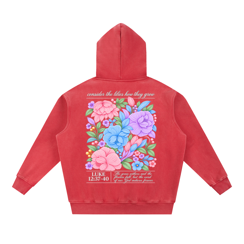 Consider The Lilies Snow Wash Oversize Hoodie