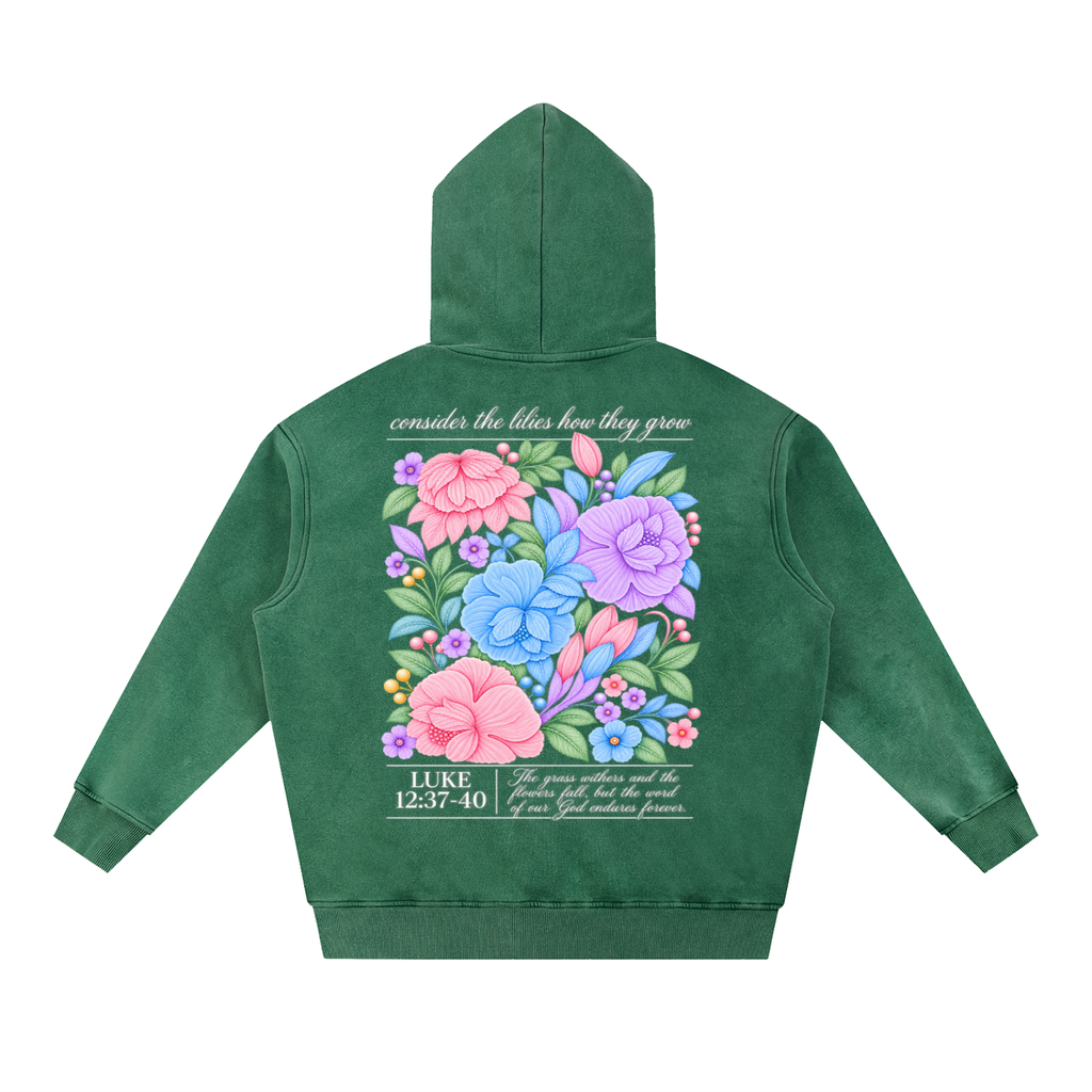 Consider The Lilies Snow Wash Oversize Hoodie